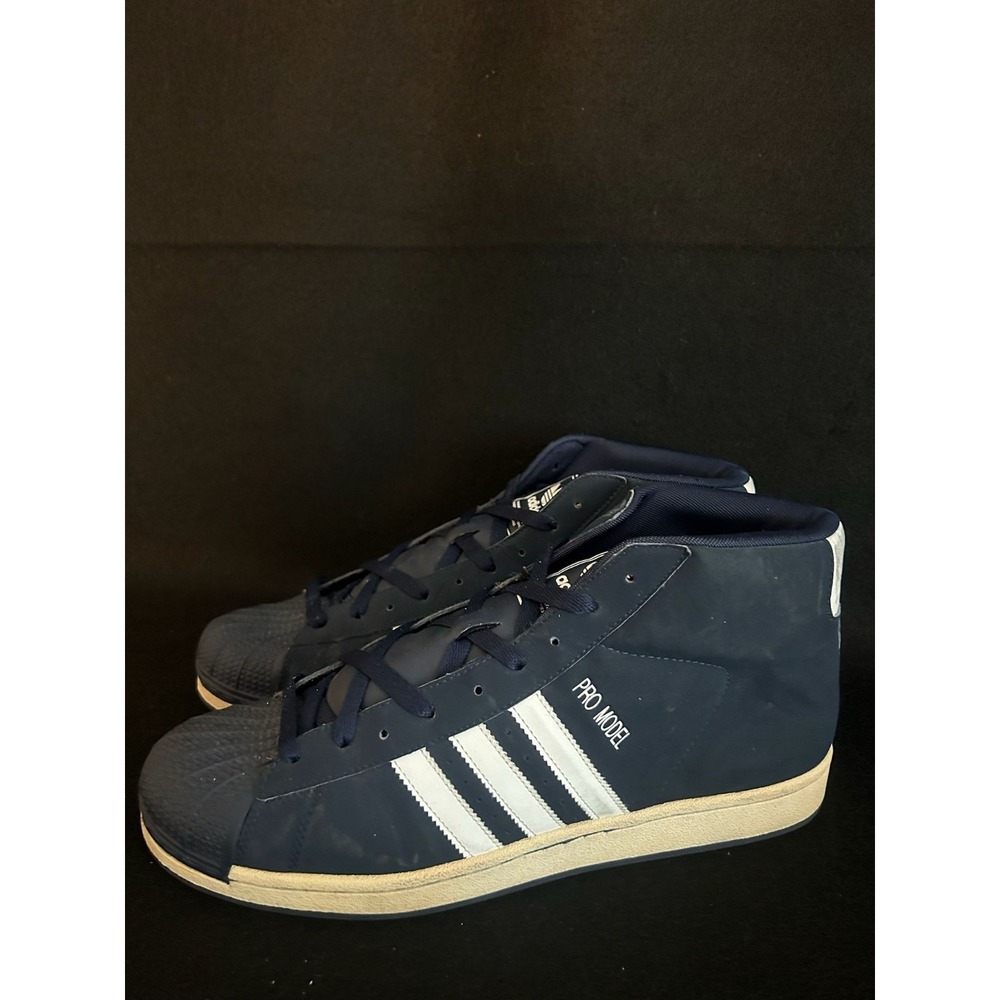 Adidas Pro Model Hi Top Men's Size 12  Navy Blue White 377901